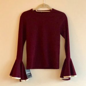 [NWT] Storets Bell Sleeve Top, Burgundy, Small